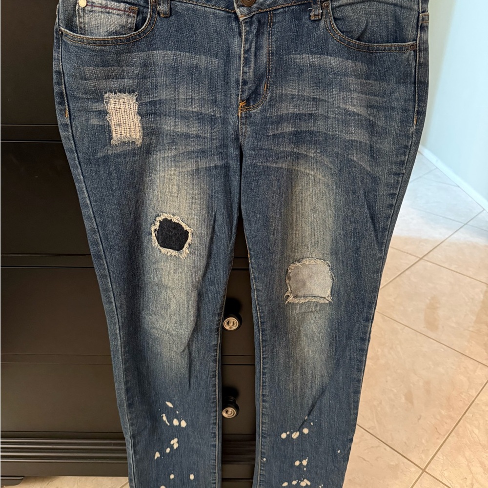 Adam Levine Collection Distressed Blue Boyfriend Jeans